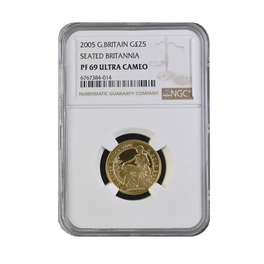 2005 £25 Seated Britannia 1/4oz Gold Proof Coin NGC PF69